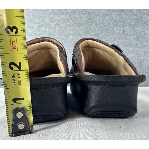 Alegria Womens sz 35 (US 5/5.5) SEV-574 Embossed Brown Leather Clog Comfort Mule - Picture 7 of 9